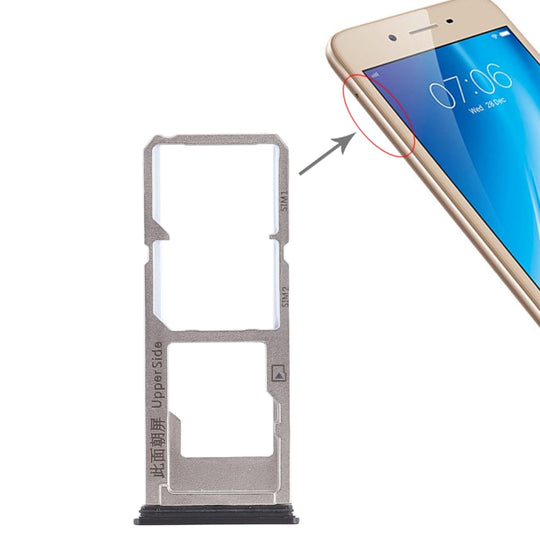 2 x plateau de carte SIM + plateau de carte Micro SD pour Vivo Y53 (noir)