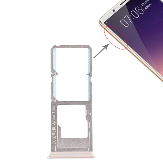 2 x plateau de carte SIM + plateau de carte Micro SD pour Vivo Y79 (or)