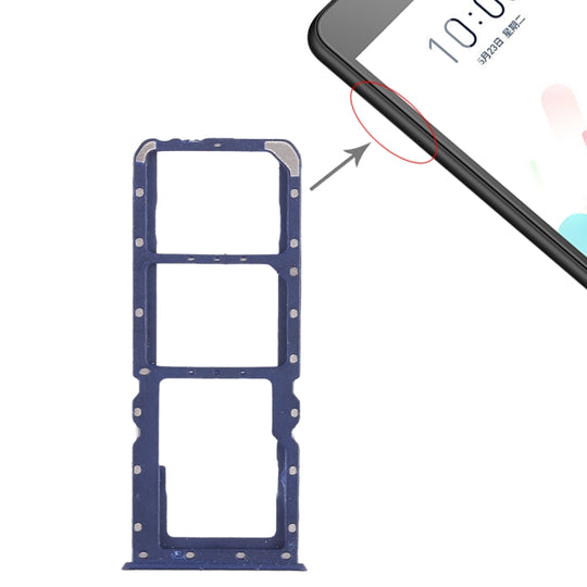 2 x plateau de carte SIM + plateau de carte Micro SD pour OPPO A5 / A3s (bleu)