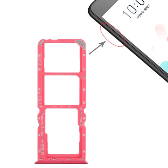 2 x plateau de carte SIM + plateau de carte Micro SD pour OPPO A5 / A3s (rouge)