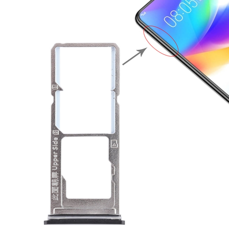 For Vivo Y85 / Z1 / Z1i / V9 Youth / V9 2 x SIM Card Tray + Micro SD Card Tray (Black) - Card Tray by buy2fix | Online Shopping UK | buy2fix