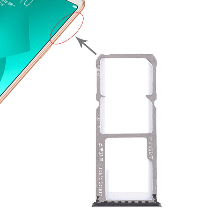 For OPPO A83 2 x SIM Card Tray + Micro SD Card Tray (Black) - Card Tray by buy2fix | Online Shopping UK | buy2fix