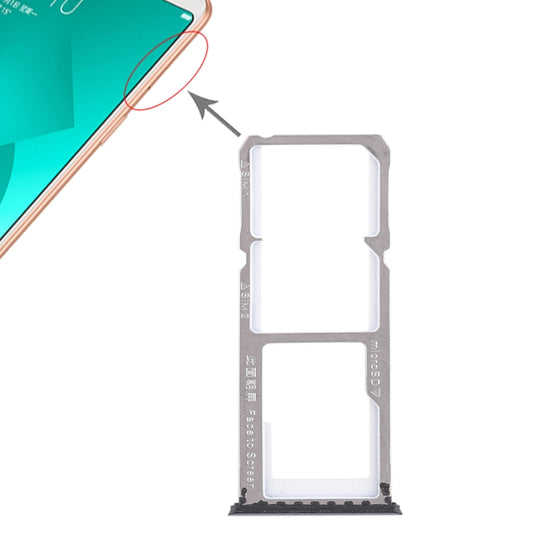 For OPPO A83 2 x SIM Card Tray + Micro SD Card Tray (Black) - Card Tray by buy2fix | Online Shopping UK | buy2fix
