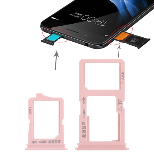 2 x plateau de carte SIM + plateau de carte Micro SD pour Vivo Y66 (or rose)