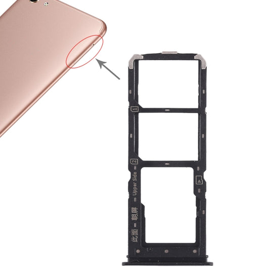 2 x plateau de carte SIM + plateau de carte Micro SD pour Vivo Y71 (noir)