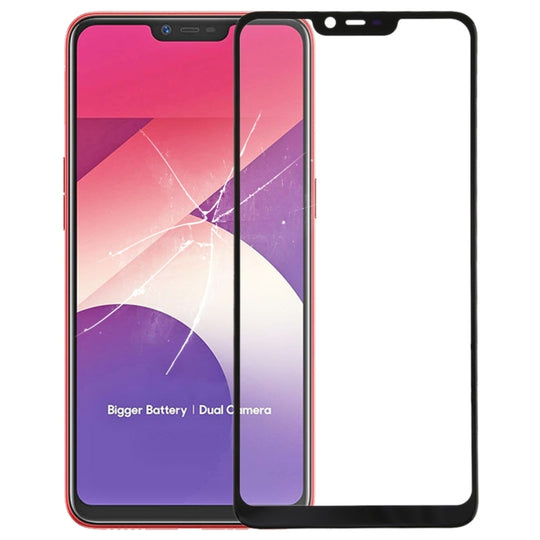 Äußere Glaslinse für Frontscheibe für OPPO A5 / A3s (Schwarz)