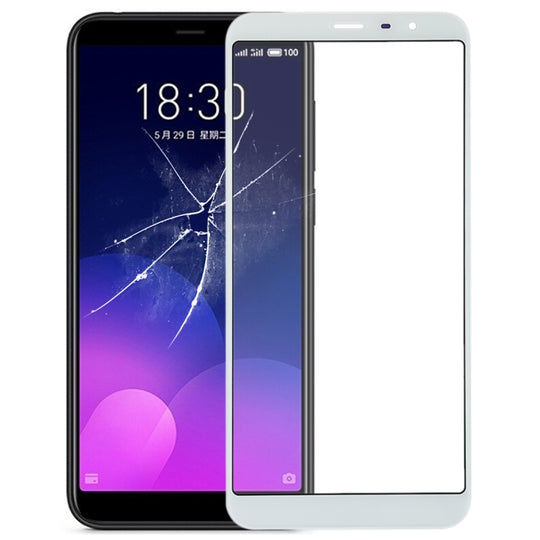 Lentille extérieure en verre de l'écran avant pour Meizu M6T (blanc)