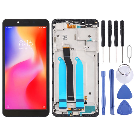 Écran LCD TFT pour ensemble complet de numériseur Xiaomi Redmi 6A / Redmi 6 avec cadre (noir)