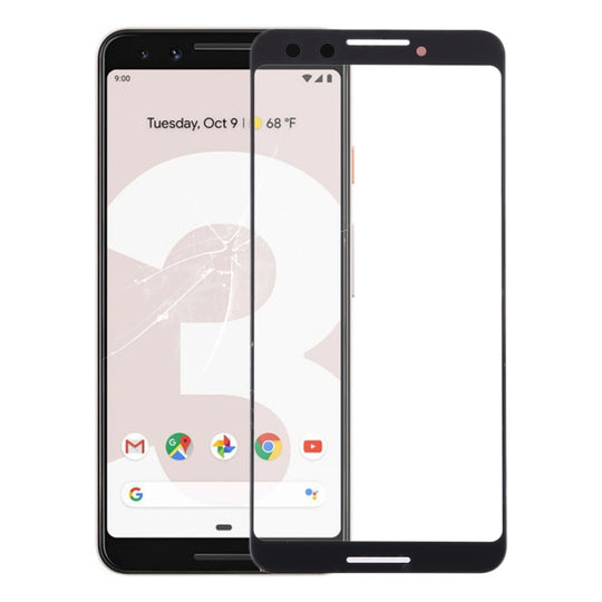 Lentille extérieure en verre de l'écran avant pour Google Pixel 3 (noir)