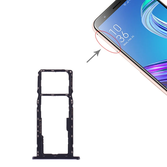 Plateau de carte SIM + plateau de carte SIM + plateau de carte Micro SD pour Asus ZenFone MAX M1 ZB555KL (noir)