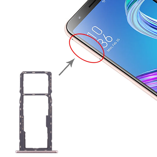 Plateau de carte SIM + plateau de carte SIM + plateau de carte Micro SD pour Asus ZenFone MAX M1 ZB555KL (or)
