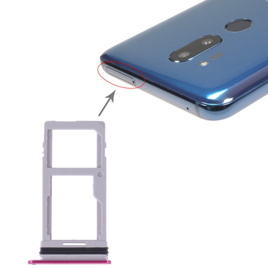 SIM Card Tray + SIM Card Tray / Micro SD Card Tray for LG G7 ThinQ G710 G710EM G710PM G710VMP G710ULM (Purplish Red) - For LG by buy2fix | Online Shopping UK | buy2fix