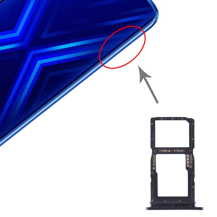 SIM Card Tray + SIM Card Tray / Micro SD Card Tray for Huawei Honor 9X / Honor 9X Pro(Black) by buy2fix