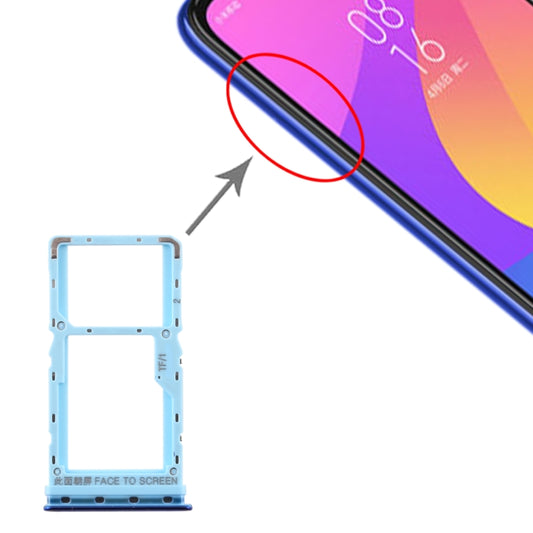 SIM Card Tray + SIM Card Tray / Micro SD Card Tray for Xiaomi Mi CC9e / Mi A3(Blue) - Card Tray by buy2fix | Online Shopping UK | buy2fix