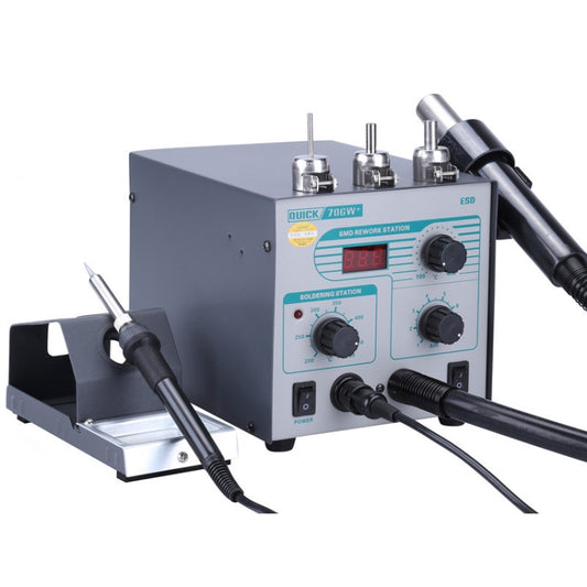2 in 1 QUICK 706W+ 220V 50W Digital Display Hot Air Gun Anti-static Constant Temperature Lead-free Soldering Iron Desoldering Station, AU Plug - Electric Soldering Iron by buy2fix | Online Shopping UK | buy2fix