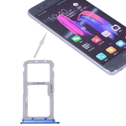 For Huawei Honor 9 SIM Card Tray & SIM / Micro SD Card Tray(Blue) - Card Tray by buy2fix | Online Shopping UK | buy2fix
