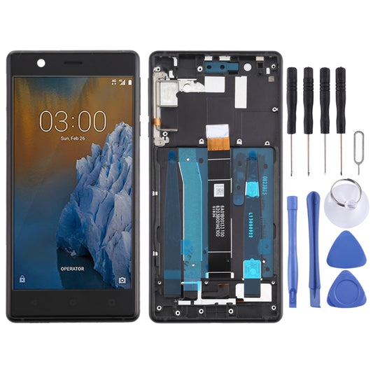 TFT LCD Screen for Nokia 3 TA-1032 Digitizer Full Assembly with Frame & Side Keys (Black) - LCD Screen by buy2fix | Online Shopping UK | buy2fix
