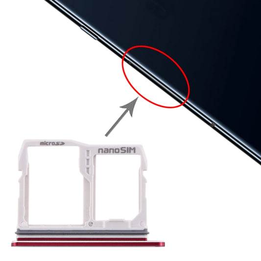 SIM Card Tray + Micro SD Card Tray for LG V40 ThinQ (Red) - For LG by buy2fix | Online Shopping UK | buy2fix