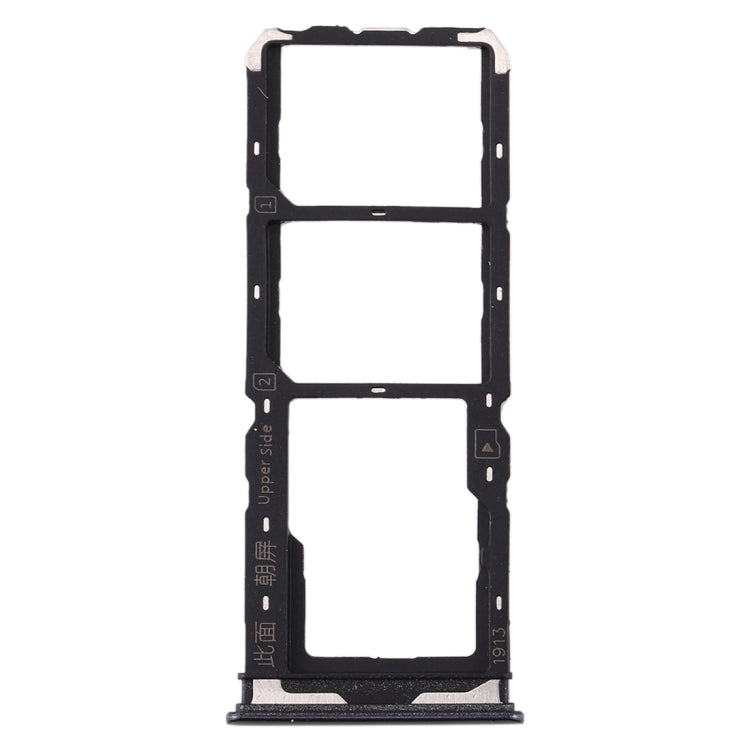 For Vivo Y7s SIM Card Tray + SIM Card Tray + Micro SD Card Tray (Black) - Card Tray by buy2fix | Online Shopping UK | buy2fix