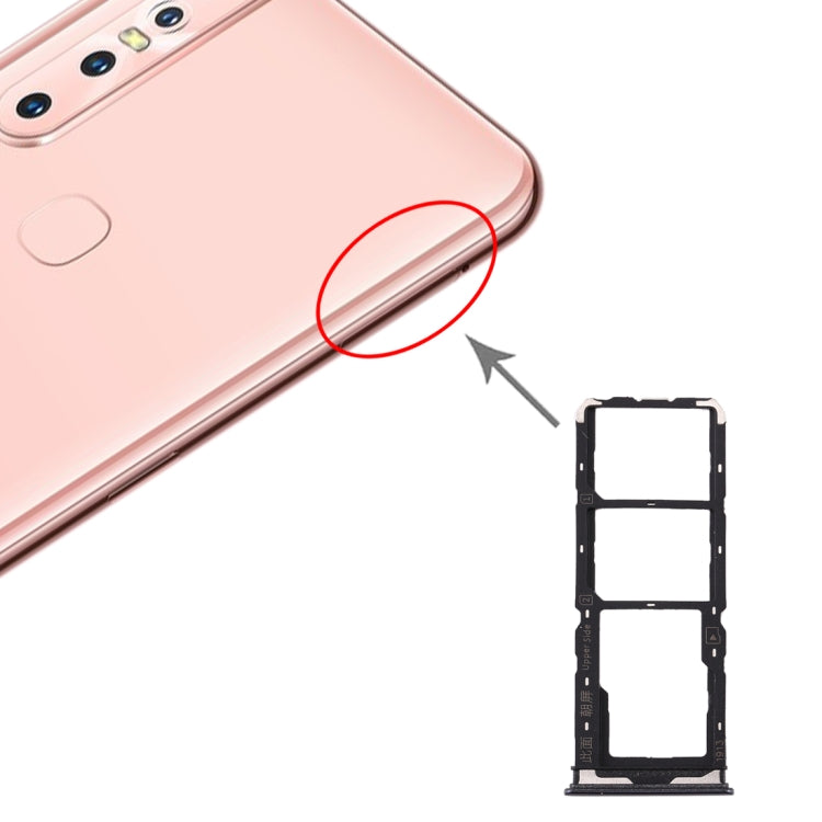 For Vivo Y7s SIM Card Tray + SIM Card Tray + Micro SD Card Tray (Black) - Card Tray by buy2fix | Online Shopping UK | buy2fix