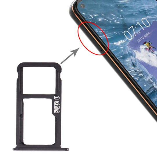 Plateau de carte SIM + plateau de carte SIM / plateau de carte Micro SD pour Nokia X7 / 8.1 / 7.1 Plus / TA-1131 (noir)
