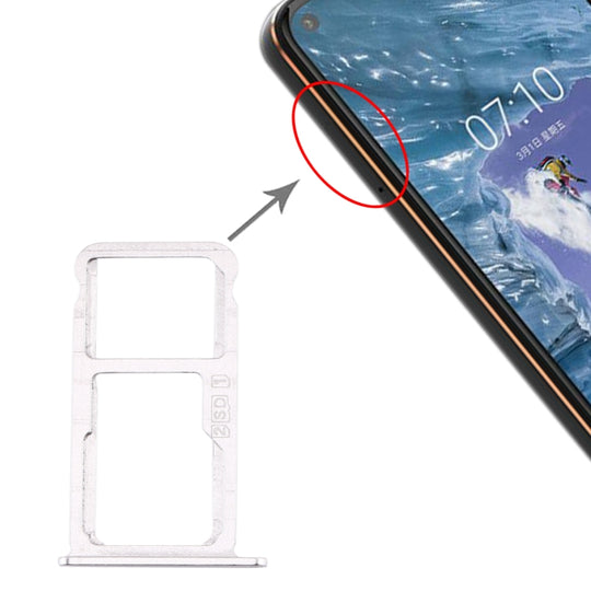 Plateau de carte SIM + plateau de carte SIM / plateau de carte Micro SD pour Nokia X7 / 8.1 / 7.1 Plus / TA-1131 (argent)