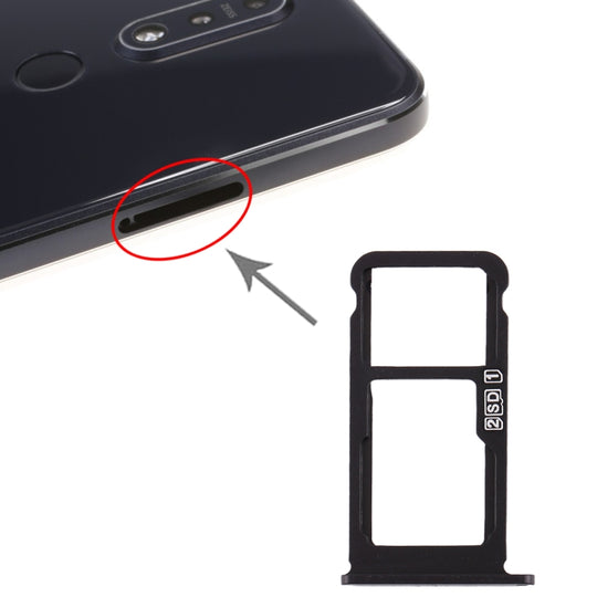 Plateau pour carte SIM + plateau pour carte SIM / plateau pour carte Micro SD pour Nokia 7.1 / TA-1100 TA-1096 TA-1095 TA-1085 TA-1097 (noir)