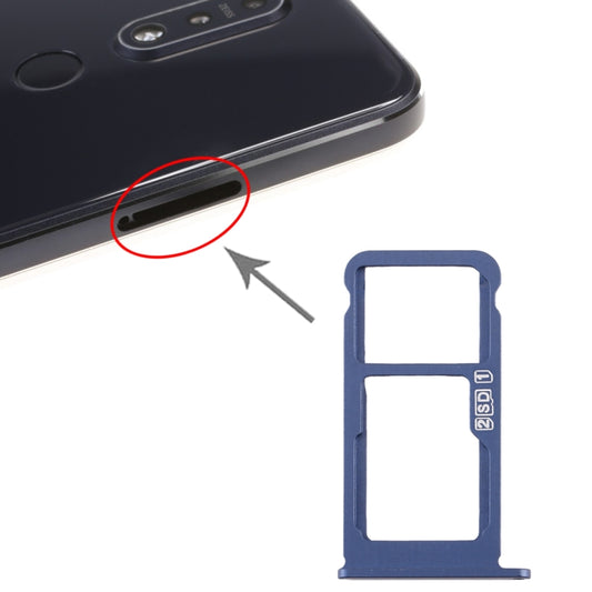SIM Card Tray + SIM Card Tray / Micro SD Card Tray for Nokia 7.1 / TA-1100 TA-1096 TA-1095 TA-1085 TA-1097 (Blue) - Card Tray by buy2fix | Online Shopping UK | buy2fix
