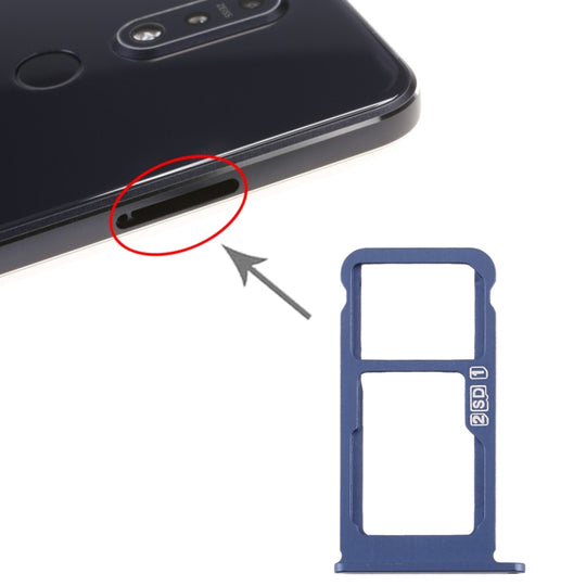 Plateau pour carte SIM + plateau pour carte SIM / plateau pour carte Micro SD pour Nokia 7.1 / TA-1100 TA-1096 TA-1095 TA-1085 TA-1097 (Bleu)