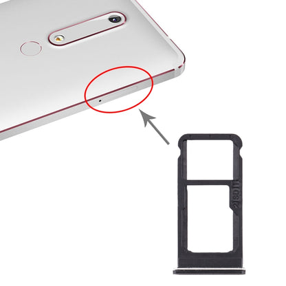 SIM Card Tray + SIM Card Tray / Micro SD Card Tray for Nokia 6.1 / 6 (2018) / TA-1043 TA-1045 TA-1050 TA-1054 TA-1068 (Black) - Card Tray by buy2fix | Online Shopping UK | buy2fix