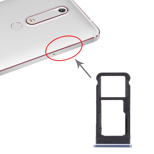 Plateau pour carte SIM + plateau pour carte SIM / plateau pour carte Micro SD pour Nokia 6.1/6 (2018) / TA-1043 TA-1045 TA-1050 TA-1054 TA-1068 (Bleu)