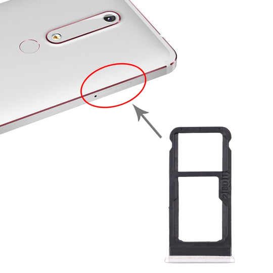 Plateau pour carte SIM + plateau pour carte SIM / plateau pour carte Micro SD pour Nokia 6.1/6 (2018) / TA-1043 TA-1045 TA-1050 TA-1054 TA-1068 (blanc)