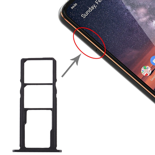 Plateau pour carte SIM + plateau pour carte SIM + plateau pour carte Micro SD pour Nokia 3.2 TA-1156 TA-1159 TA-1164 (noir)