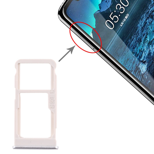 SIM Card Tray + SIM Card Tray / Micro SD Card Tray for Nokia 5.1 Plus / X5 TA-1102 TA-1105 TA-1108 TA-1109 TA-1112 TA-1120 TA-1199(Silver) - Card Tray by buy2fix | Online Shopping UK | buy2fix