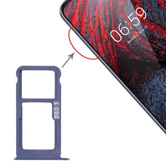 Tiroir pour carte SIM + Tiroir pour carte SIM / Tiroir pour carte Micro SD pour Nokia X6 (2018) / TA-1099 / 6.1 Plus (Bleu)