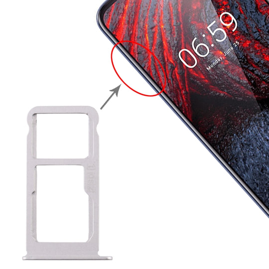 Plateau pour carte SIM + plateau pour carte SIM / plateau pour carte Micro SD pour Nokia X6 (2018) / TA-1099 / 6.1 Plus (blanc)