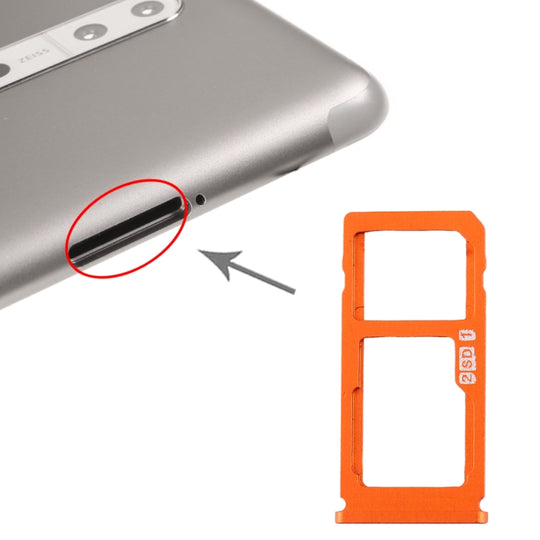 Plateau de carte SIM + plateau de carte SIM / plateau de carte Micro SD pour Nokia 8 / N8 TA-1012 TA-1004 TA-1052 (Orange)