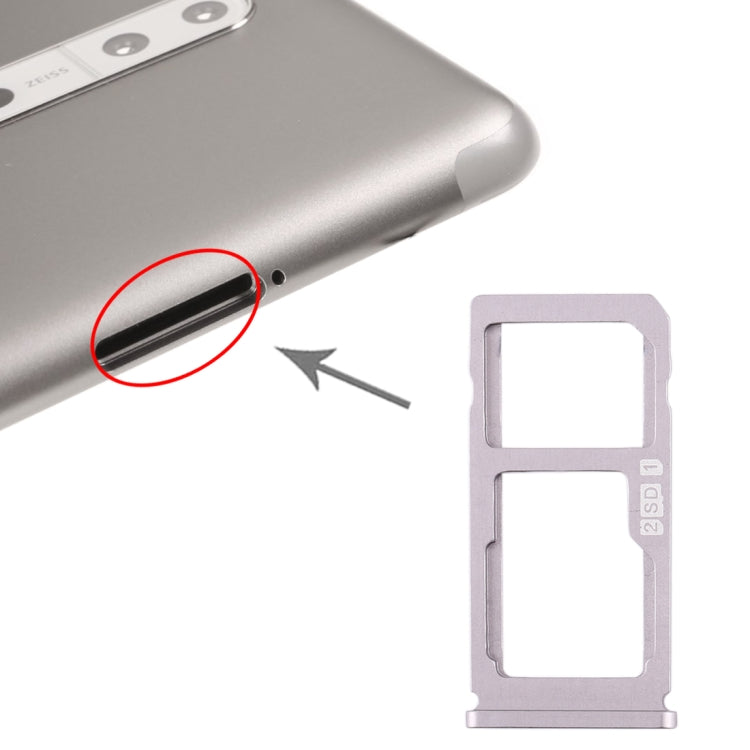 SIM Card Tray + SIM Card Tray / Micro SD Card Tray for Nokia 8 / N8 TA-1012 TA-1004 TA-1052 (Silver) - Card Tray by buy2fix | Online Shopping UK | buy2fix