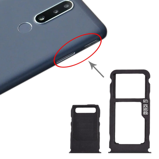 Plateau de carte SIM + plateau de carte SIM + plateau de carte Micro SD pour Nokia 3.1 Plus (noir)