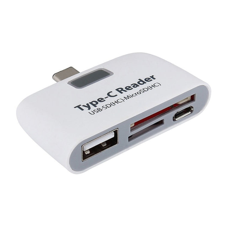 TF + SD Card + USB Port to USB-C / Type-C Adapter Card Reader Connection Kit with LED Indicator Light(White) by buy2fix