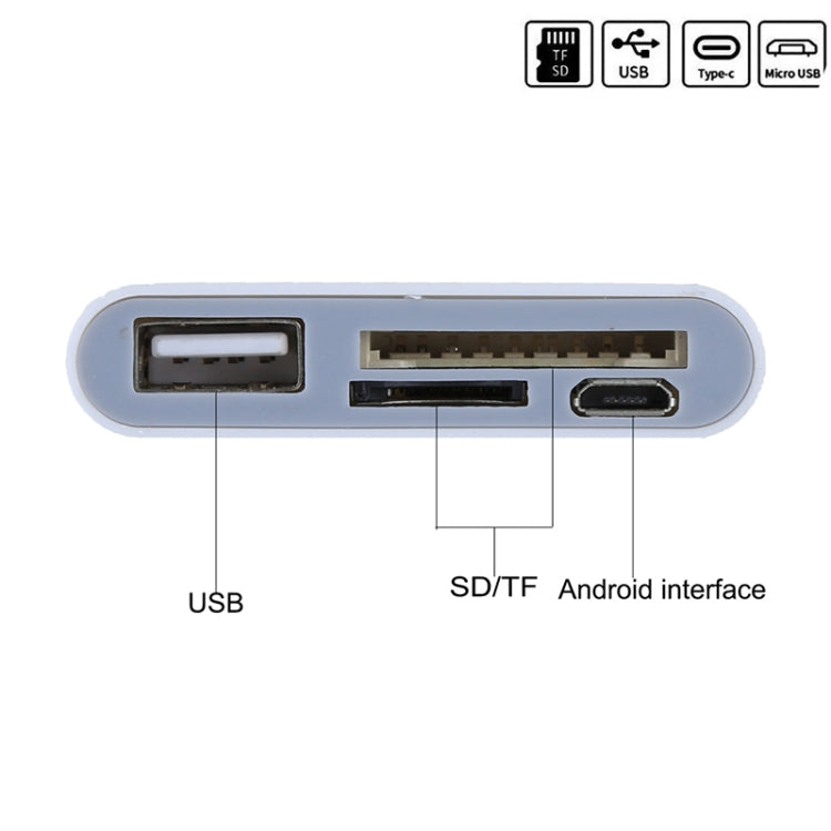 TF + SD Card + USB Port to USB-C / Type-C Adapter Card Reader Connection Kit with LED Indicator Light(White) by buy2fix