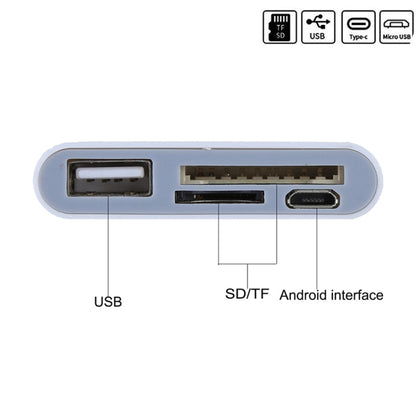 TF + SD Card + USB Port to USB-C / Type-C Adapter Card Reader Connection Kit with LED Indicator Light(White) by buy2fix