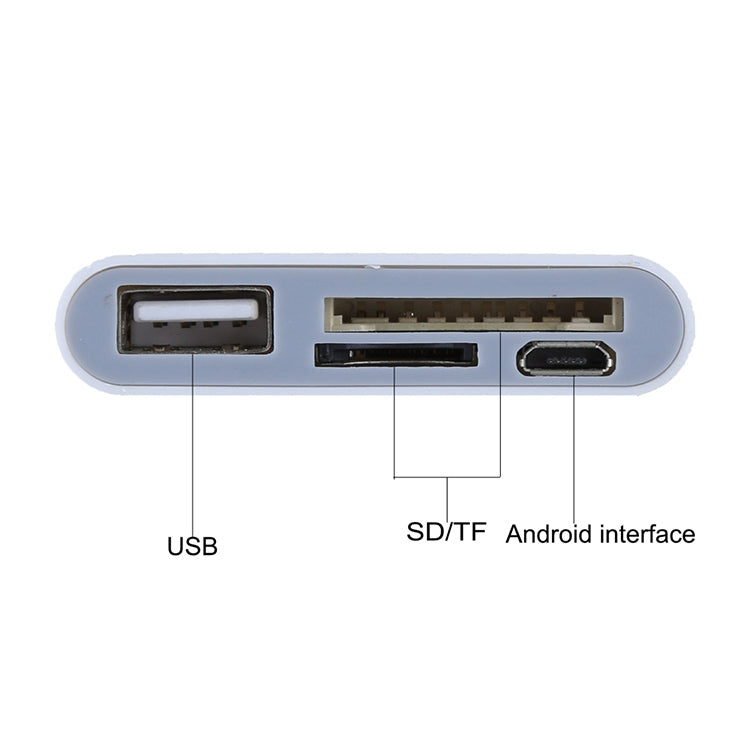 Micro SD + SD + USB 2.0 + Micro USB Port to Micro USB OTG Smart Card Reader Connection Kit with LED Indicator Light(White) by buy2fix