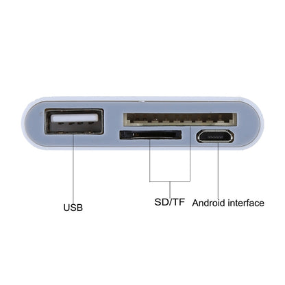 Micro SD + SD + USB 2.0 + Micro USB Port to Micro USB OTG Smart Card Reader Connection Kit with LED Indicator Light(White) by buy2fix