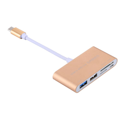 5 in 1 Micro SD + SD + USB 3.0 + USB 2.0 + Micro USB Port to USB-C / Type-C OTG COMBO Adapter Card Reader for Tablet, Smartphone, PC(Gold) by buy2fix