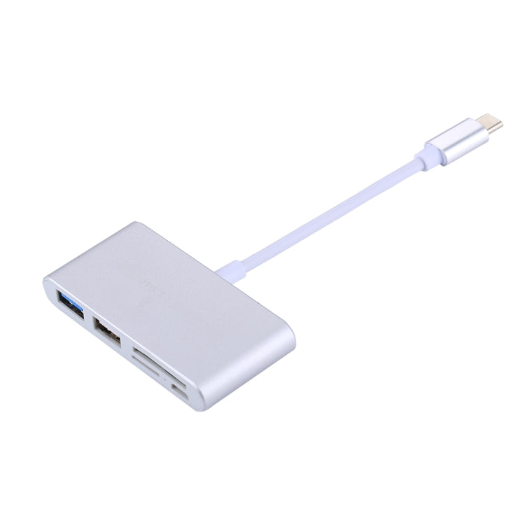 5 in 1 Micro SD + SD + USB 3.0 + USB 2.0 + Micro USB Port to USB-C / Type-C OTG COMBO Adapter Card Reader for Tablet, Smartphone, PC(Silver) by buy2fix