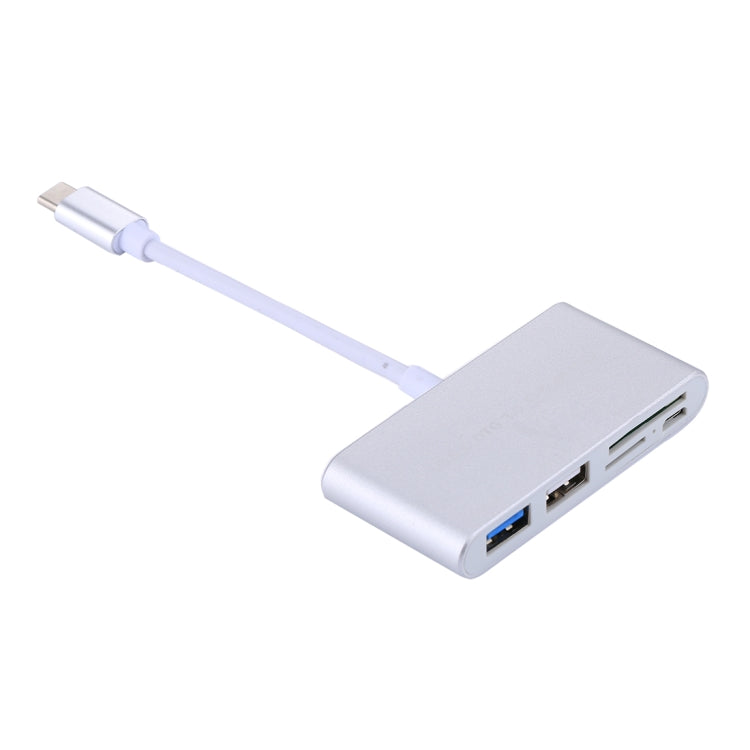 5 in 1 Micro SD + SD + USB 3.0 + USB 2.0 + Micro USB Port to USB-C / Type-C OTG COMBO Adapter Card Reader for Tablet, Smartphone, PC(Silver) by buy2fix