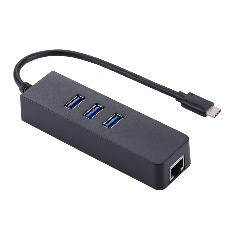 USB-C / Type-C to 3 USB 3.0 Ports HUB + RJ45 High Speed Gigabit Ethernet Adapter Multi-function LAN Adapter by buy2fix
