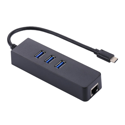 USB-C / Type-C to 3 USB 3.0 Ports HUB + RJ45 High Speed Gigabit Ethernet Adapter Multi-function LAN Adapter by buy2fix