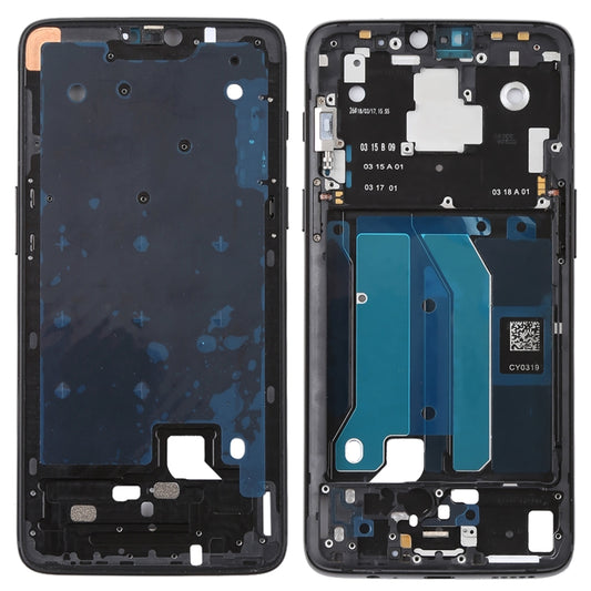 For OnePlus 6 Front Housing LCD Frame Bezel Plate with Side Keys (Frosted Black) - Frame Bezel Plate by buy2fix | Online Shopping UK | buy2fix